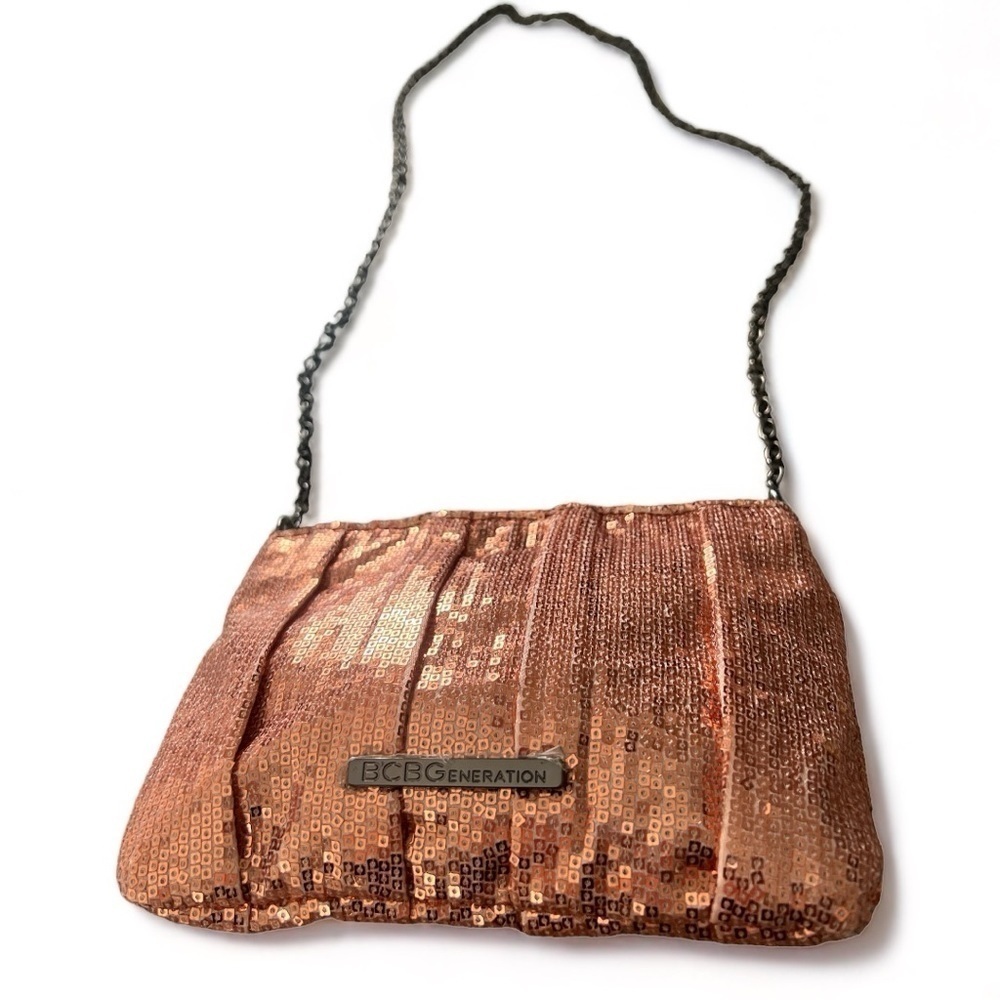 BCBG Generation Copper Sequins Chain Link Shoulder Bag Purse